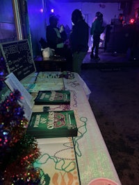 a table with a lot of books on it